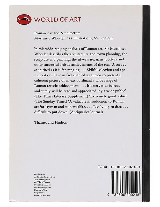 Roman art and architecture - Mortimer Wheeler - Taide- ja kulttuurikirjat - 10105643010 - 1