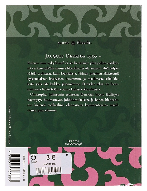 Derrida / kirjoituksen näyttämö - Johnson, Christopher - Tietokirjat ja oppaat - 10105643450 - 1