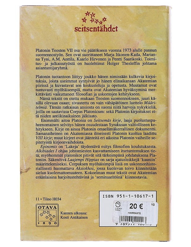 Teokset 7 - Platon - Tietokirjat ja oppaat - 10105643605 - 1