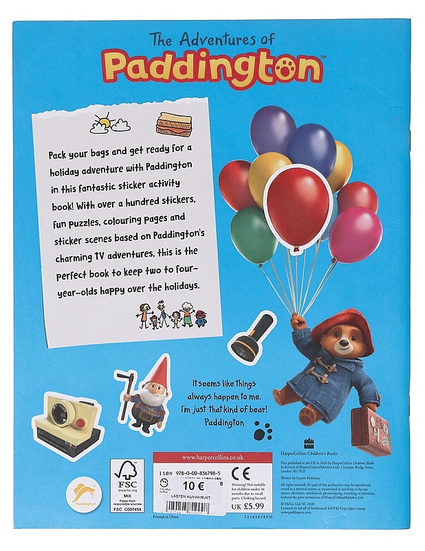 The Adventures of Paddington My Holiday Sticker Book - Lauren Holloway  - Lastenkirjat - 10105643663 - 1