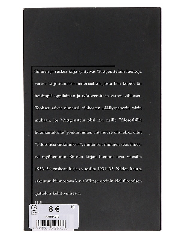 Sininen ja ruskea kirja : filosofisten tutkimusten esitutkimuksia (1933-1935) - Wittgenstein, Ludwig - Romaanit ja novellit - 10105644087 - 1