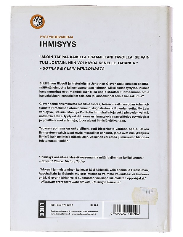Ihmisyys - Glover, Jonathan - Historiakirjat - 10105644235 - 1