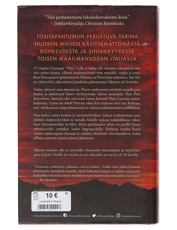 Palavan taivaan alla - Sullivan, Mark - Romaanit ja novellit - 10105644488 - 1