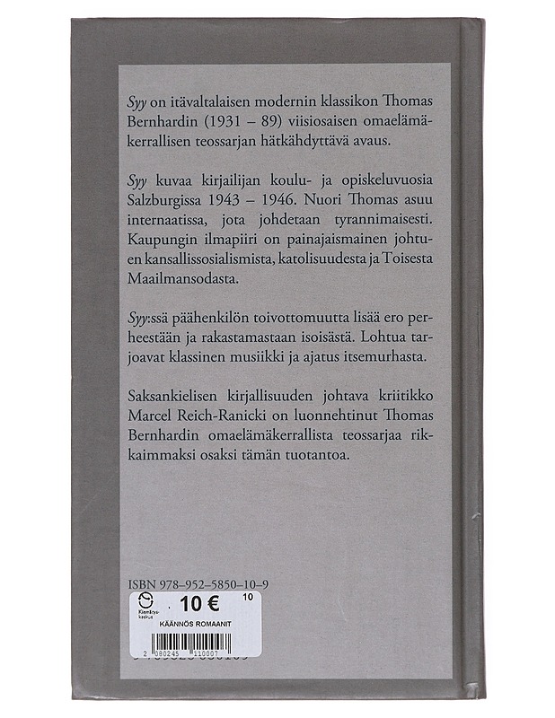 Syy - Bernhard, Thomas - Romaanit ja novellit - 10105644720 - 1