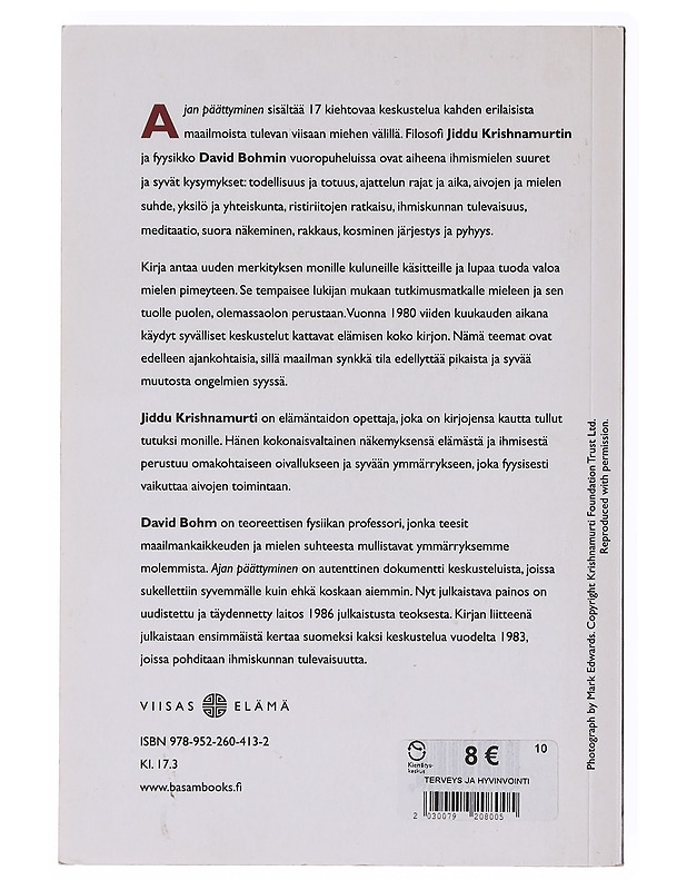 Ajan päättyminen, kun filosofia kohtaa fysiikan - Krishnamurti, J. - Tietokirjat ja oppaat - 10105644799 - 1