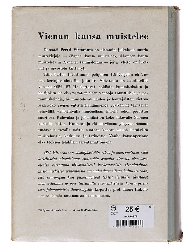 Vienan kansa muistelee - Pertti Virtaranta - Historiakirjat - 10105645559 - 1