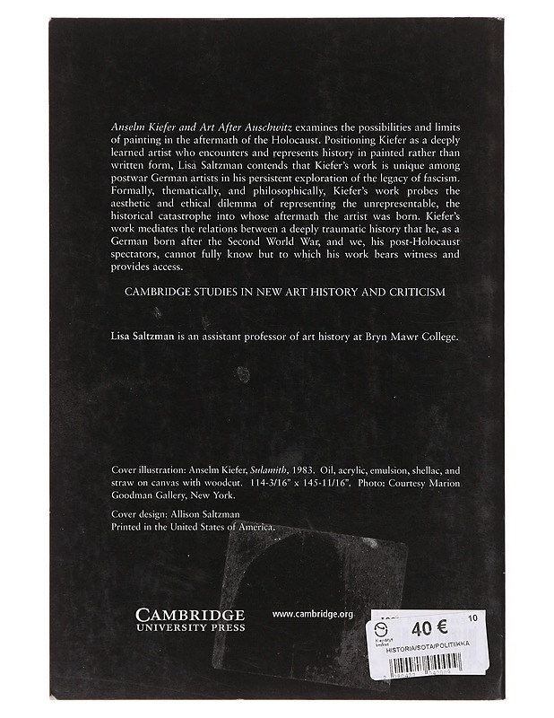 Anselm Kiefer and art after Auschwitz - Lisa Saltzman - Taide- ja kulttuurikirjat - 10105645774 - 1