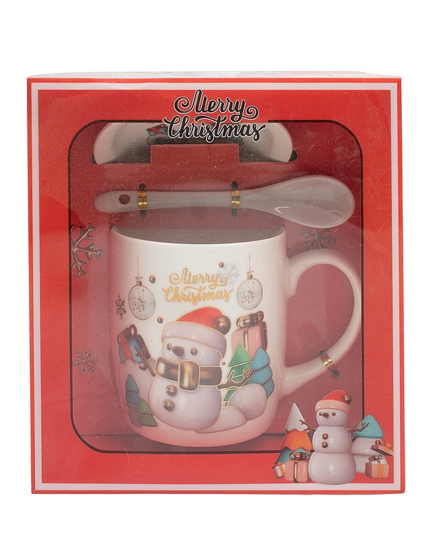 LAHJAMAA Merry Christmas muki, lautanen ja lusikka, 3 osaa - Joulutuotteet - 10105646293 - 1