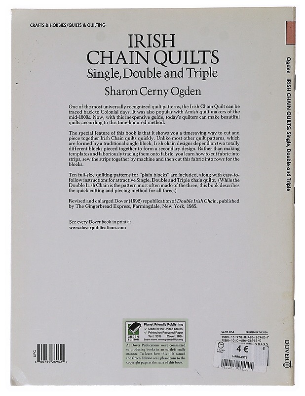 Irish Chain Quilts: Single, Double and Triple -  Sharon Cerny Ogden - Tietokirjat ja oppaat - 10105646467 - 1