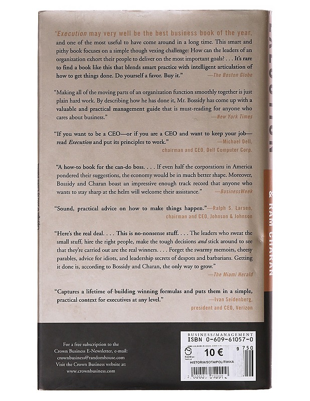 Execution : the discipline of getting things done - Bossidy, Larry - Romaanit ja novellit - 10105646486 - 1