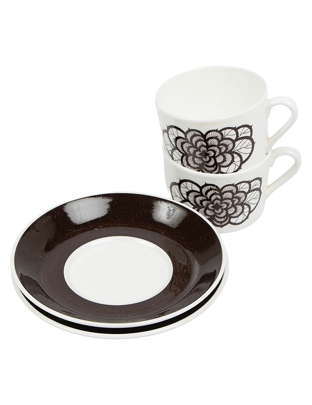 GUSTAVSBERG Vintage-kahvikuppi ja -aluslautanen, 2 paria - Tarjoiluastiat - 10105646644 - 0