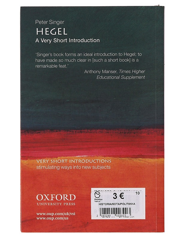 Hegel : a very short introduction - Peter Singer - Historiakirjat - 10105647535 - 1